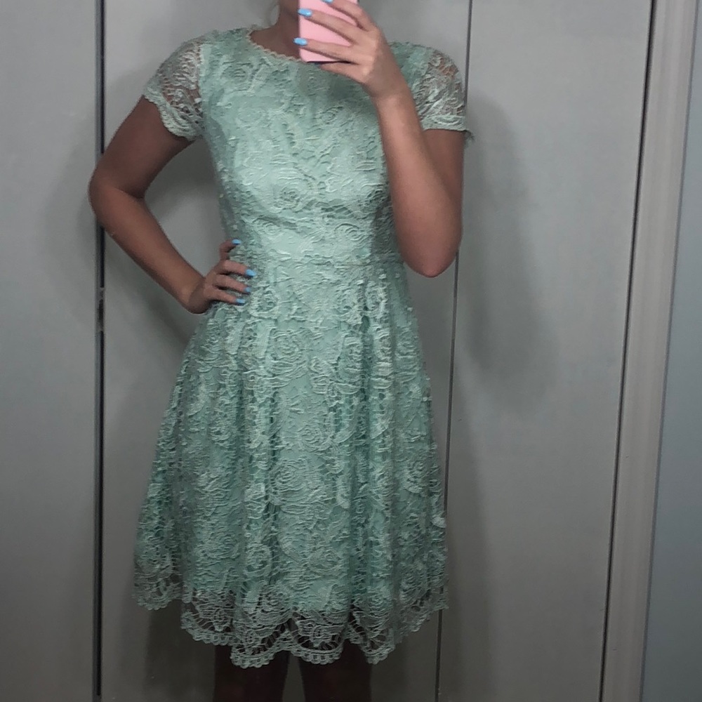 All lace mint green dress